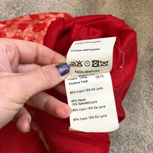 Piazza Sempione Red Crinkle Silk Burnout Dress - Picture 7 of 10